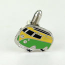 Bus Traffic Car Cufflinks Yellow And Green Enamel Bus Shape Design Jewelry  E7J9