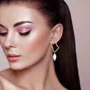 Pearls Dangle Ear Stud Women Geometric Hollowed Drop Earrings Alloy Jewelry