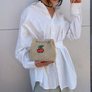 Bohemia Straw Bags Women Shoulder Bag Messenger Rattan Bags Cherry Embroide