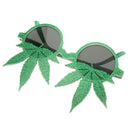 Novelty Glitter Green Maple Leaf Sunglasses Funny Kids Adults Eye Glasses