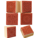 6 Assorted Wooden Stamp Rubber Seal Square Handwriting DIY Craft Flower Lac