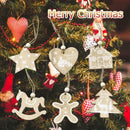 6pcs Hemp Rope Wooden Christmas Pendent Xmas Tree Hanging Ornaments Party Decor