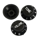 3pcs Plastic Top Hat Style 1 Volume 2 Tone Speed Control Knobs Set for Electric