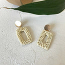 Geometric Rattan Earrings Woven Handmade Straw Earrings Wicker Braid Earrin