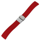 22mm Silicone Rubber Watch Strap Band Deployment Buckle Waterproof---Red