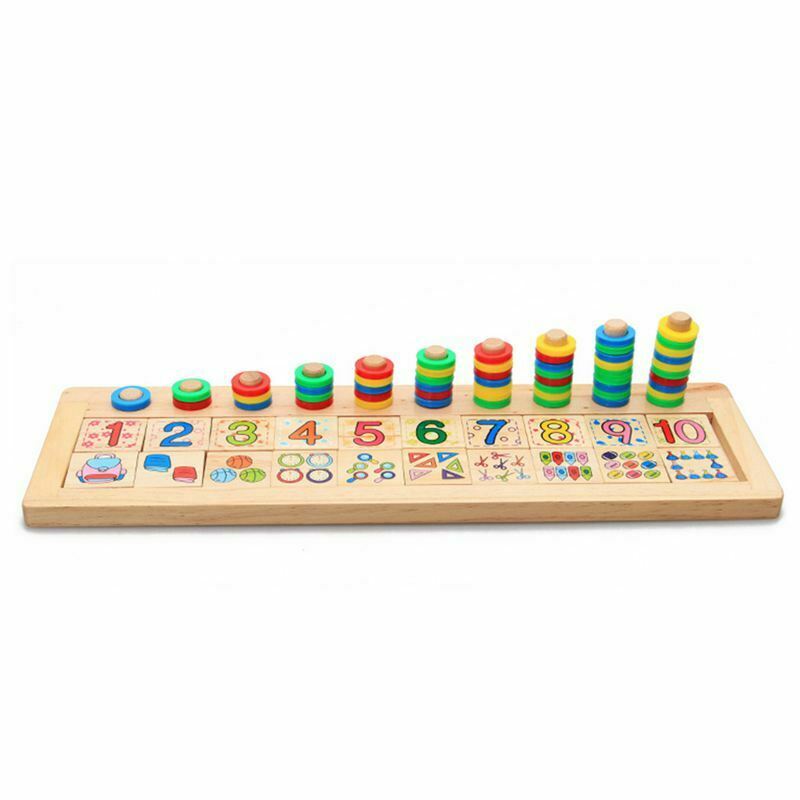 Children Wooden Montessori Materials Learning To Count Numbers Matching Ear S9Y6