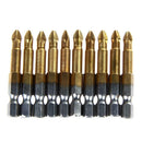10 x Anti Slip Electric Screwdriver Bits Single Side Magnetic Hex Shank PH2