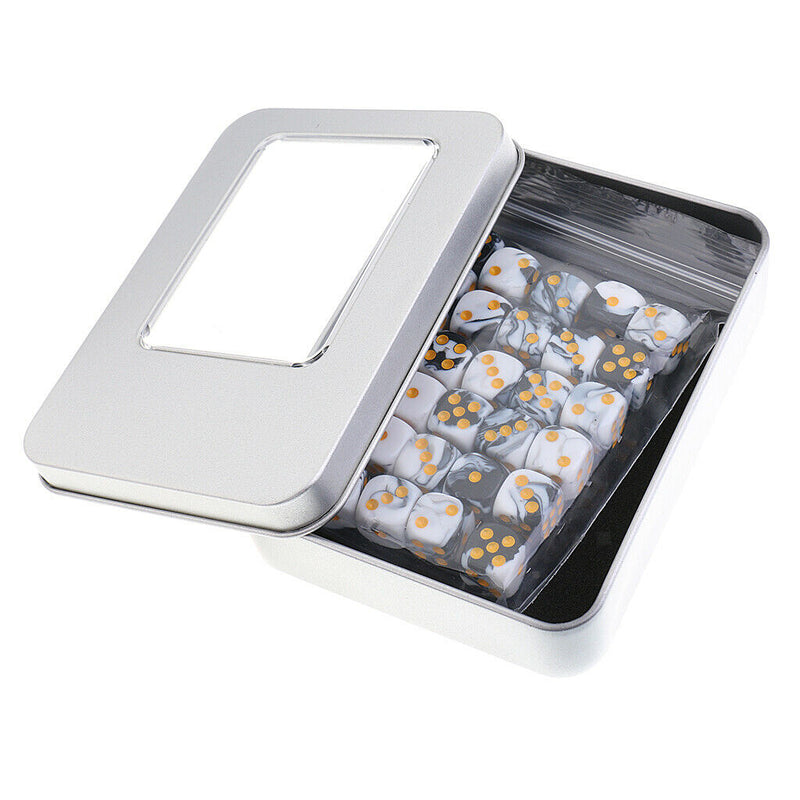 60 Pieces Acrylic Six Sided Spot Dices with Iron Box Set for Dungeons and