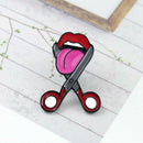 Creative Red Lip Brooch Fashion Scissors Pins Badge Backpack Jacket Gift