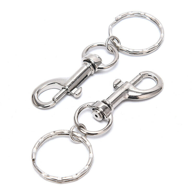 10X 25mm Lobster Clasp Ripple Keychain Split Ring Short Chain Key Ring DIY F Nw