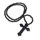 Prayer BEADS Ball Chain Cross Crucifix Wooden Pendant Unisex NECKLACE