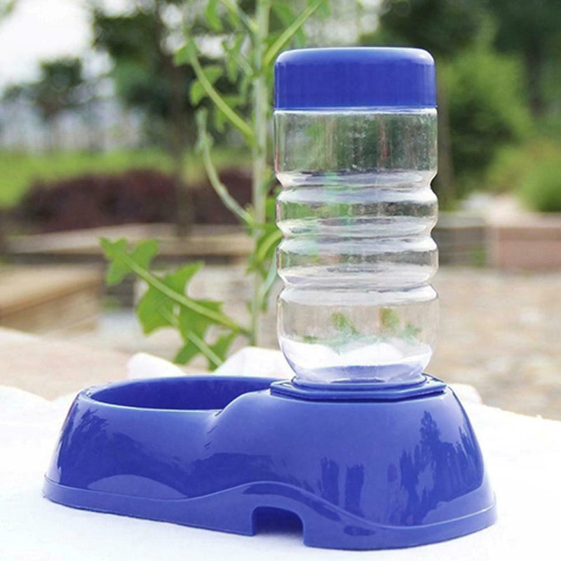 Pet Dog Puppy Cat Automatic Water Dispenser Food Dish Bowl Feeder Blue