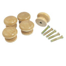 5 Pcs Cabinet Wood Wooden 1.1" Dia Round Pull Knob Handles Beige D7V3