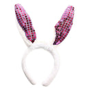 Kid Flash LED Light Sequins Plush Bunny Rabbit Ears Headband Hairband White