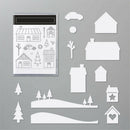 Xmas Snow House Metal Cutting Dies + Silicone Stamps Set for Scrapbooking