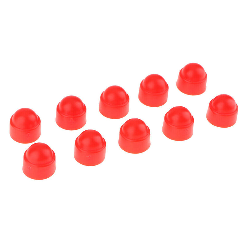 10Pcs Red Plastic Dome Hex Bolt Nut Protection Caps Cover M8 13 x 15mm