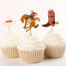 Set of 24pcs Novelty Paper Cowboy Cupcake Picks Food Picks Party Decoration