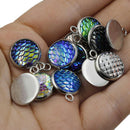 5Pcs 12mm stainless steel mermaid fish scale charms round pendants for DIYBX