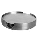 6 pcs Stainless Steel Home Hotel Bar Decor Mat Round Coaster Set with Holder