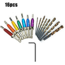 16Pcs Door Self-Centering Hinge Drill Bit Set Hinge Tapper Screw with Wrenc