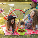 Dog Silicone Bowl Folding Outdoor Portable Pet Food Feeder Dish (Green) A