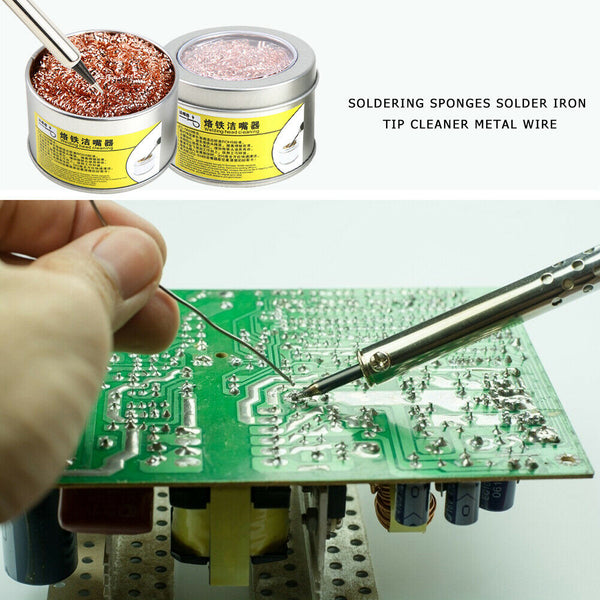 2pcs 599B Soldering Sponges Solder Iron Tip Cleaner Metal Wire with Stand  A#S