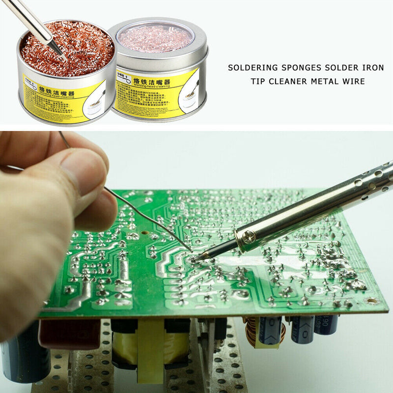 2pcs 599B Soldering Sponges Solder Iron Tip Cleaner Metal Wire with Stand  A
