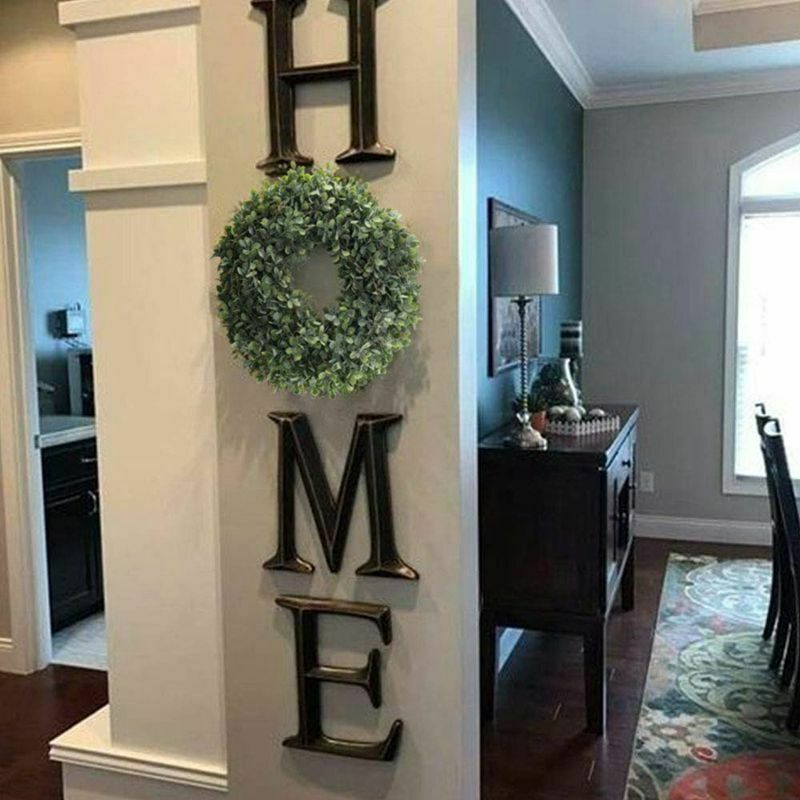 Artificial Green Leaves Wreath - 17.5 Inch Front Door Wreath Shell Grass BoxP5C6