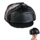 New Men Winter Warm Earflap Visor Cap PU Outdoor Skiing Snow Hat