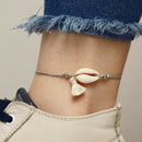 Boho Tassel Shell Pendant Anklet For Women Girl Gray Rope Adjustable Anklet