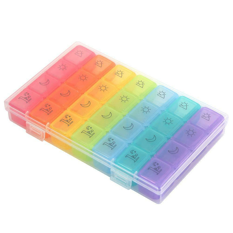 28 Grid 7 Days Pill Box Case Weekly Medicine Organizer Travel Tablet Storage Box