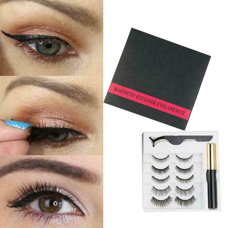 Magnetic Liquid Eyeliner False Eyelashes Tweezer Waterproof Kits Hot Lashes Z5K9