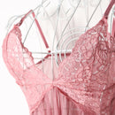 Sexy Lady Deep V Neckline Short Nightdress Lace Nightwear Perspective
