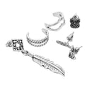 6pcs/set Retro Punk Leaf Animal Circle Earrings Studs Ear Clips for Women A