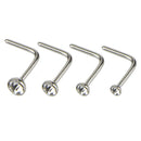 12Pcs Crystal Surgical Steel Screw Nose Studs Ring Hoop Body Piercing Jewelry-OZ