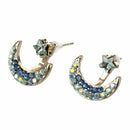 Female Pretty Moon Star Crystal Rhinestone Earrings Jewelry Suite - Blue