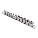 11Pc Female E Torx Star Socket Set Rail E4 - E20 External Star Torque Socke O9A1