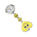 Yellow Heart Shape Quartz Movement Nurse Brooch Fob Tunic Pocket Watch L6W9