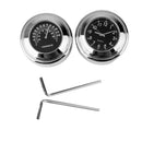 Motorcycle Handlebar Clock & Thermometer - Waterproof Dial Watch and Therm for
