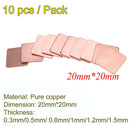 10 pcs 20mmx20mm 0.5mm  Heatsink Copper Shim Thermal Pads for Laptop A