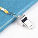 Metal Referee Whistle Lanyard Emergency Survival Outdoor w/ Yellow Neck String