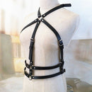 Women's Leather Body Chest Harness Cage Bra Belt Gothic Collar Choker Costum3C