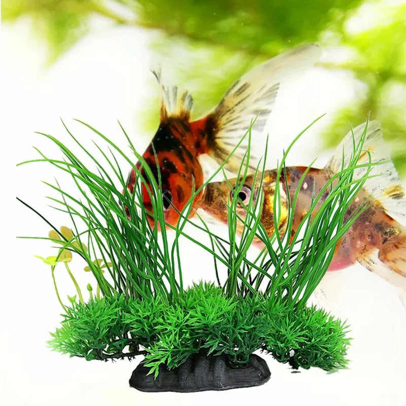 Green Artificial Plastic Grass Water Plant Fish Tank Ornament Aquarium Decor Top