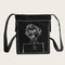 Canvas Women Shoulder Crossbody Bag Cartoon Printed Daily Handbag (Black) A#S