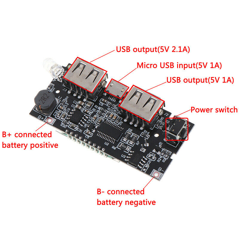 5V 1A 2.1A Dual USB Mobile Power Bank 18650 Battery Charger PCB Module BoardJC!c