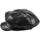 Hat Beret Unisex PU Leather Cap Black Fashion T6U3