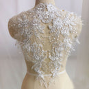 1 Pair Embroidery Lace Trim Sewing Applique Motif DIY Wedding Bridal Dress Craft