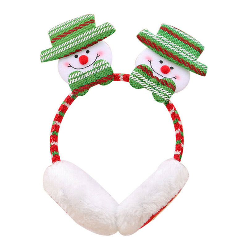 Cute Cartoon Christmas Earmuffs Winter Warm Headband Headwear (Snowman) A