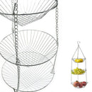 3 Tier Wire Hanging Fruit Basket Home Kitchen Metal Vegetable Storage Organ