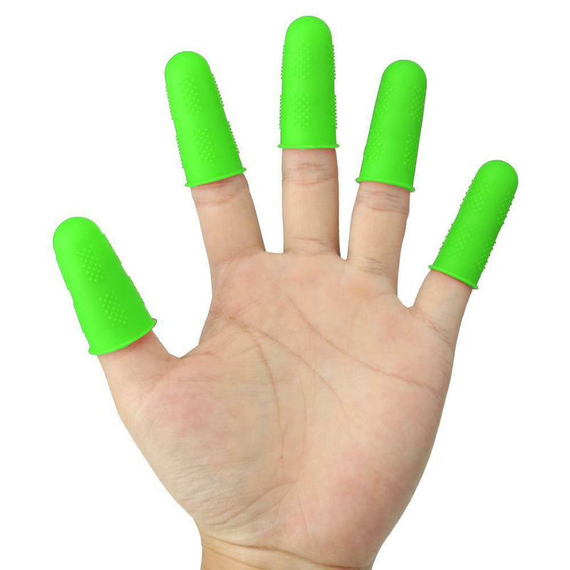 Anti-slip Hot Glue Gun Finger Caps Silicone Finger Cover Sleeve (Green 5pcs